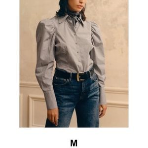 Zara green plaid puff sleeve blouse NWT